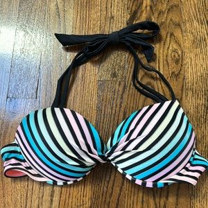 Arizon Jeans Size Large Rainbow Black Halter Bikini Top Push Up